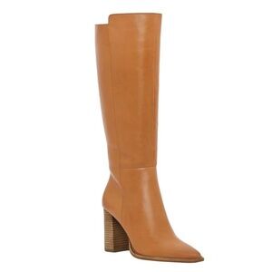 VINCE CAMUTO ELLARRA Camel/Tan Knee-High Leather Boots with Zipper, 8 1/2